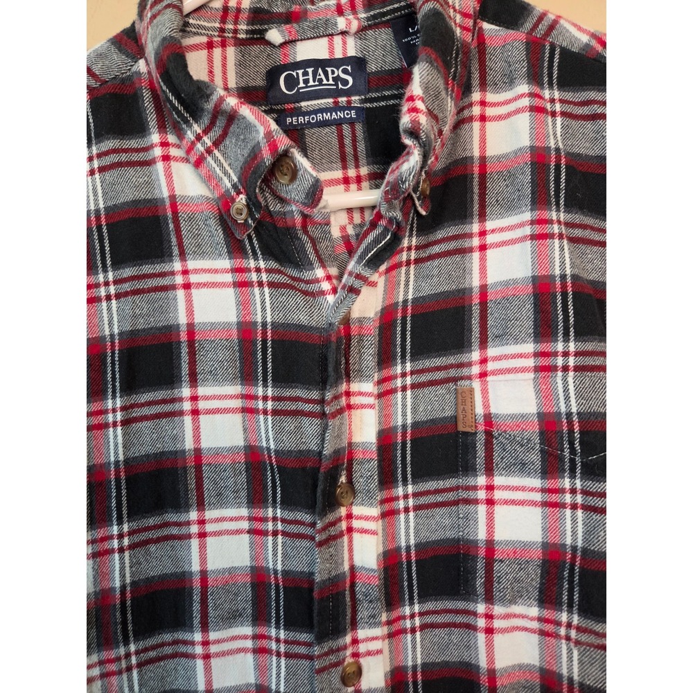 Chaps Men's Large Plaid Flannel Button Down Shirt - Picture 2 of 10